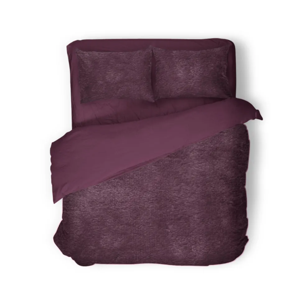 Eleganzzz Dekbedovertrek Flanel Fleece - bordeaux 240x200/220cm
