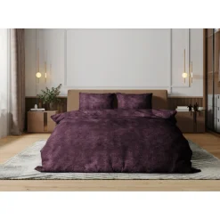 Eleganzzz Dekbedovertrek Flanel Fleece - bordeaux 200x200/220cm