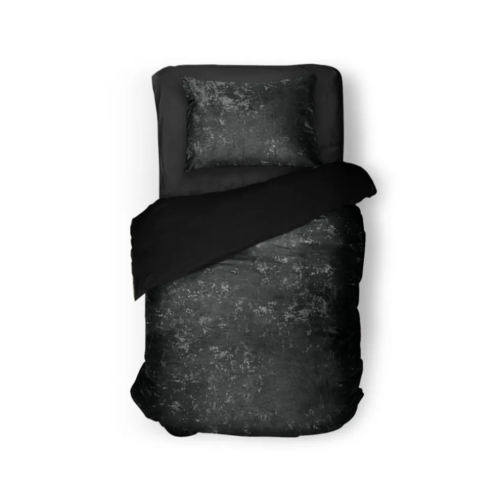 Eleganzzz Dekbedovertrek Crushed Velvet - black 140x200/220cm