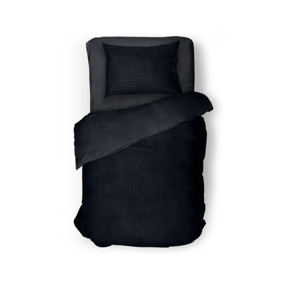 Eleganzzz Dekbedovertrek Teddy Rib Fleece - black 140x200/220cm
