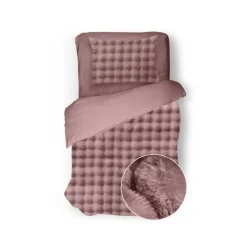 Eleganzzz Dekbedovertrek Shiny Bubble Pom Pom Flanel Fleece - old rose 140x200/220cm