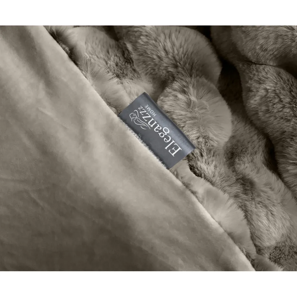 Eleganzzz Dekbedovertrek Shiny Bubble Pom Pom Flanel Fleece - beige 200x200/220cm