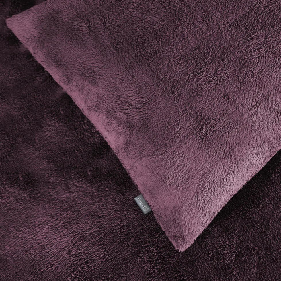 Eleganzzz Dekbedovertrek Teddy Pluche - bordeaux 200x200/220cm