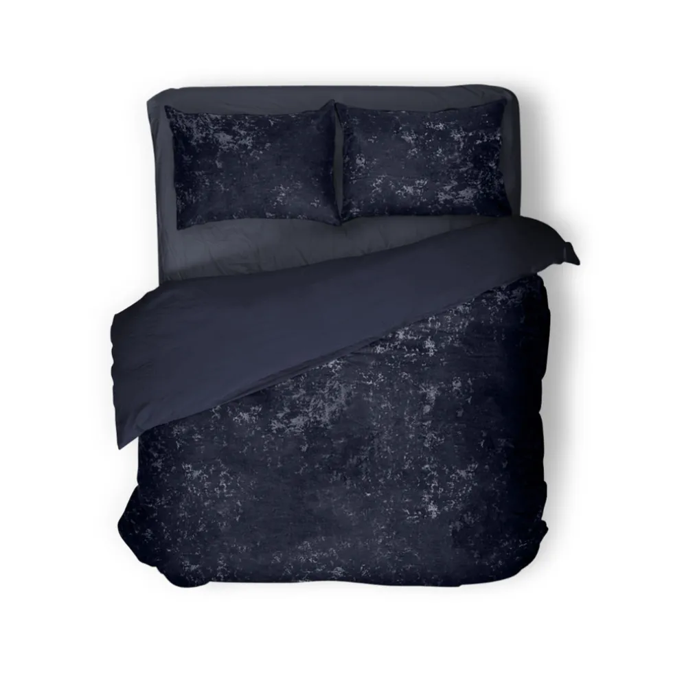 Eleganzzz Dekbedovertrek Crushed Velvet - royale blue 200x200/220cm