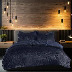 Eleganzzz Dekbedovertrek Crushed Velvet - royale blue 200x200/220cm