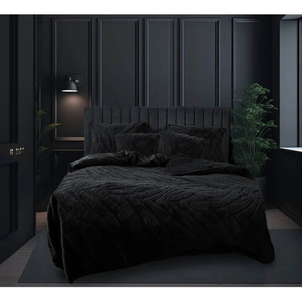 Eleganzzz Dekbedovertrek Jacquard Rabbit Fur - black 140x200/220cm