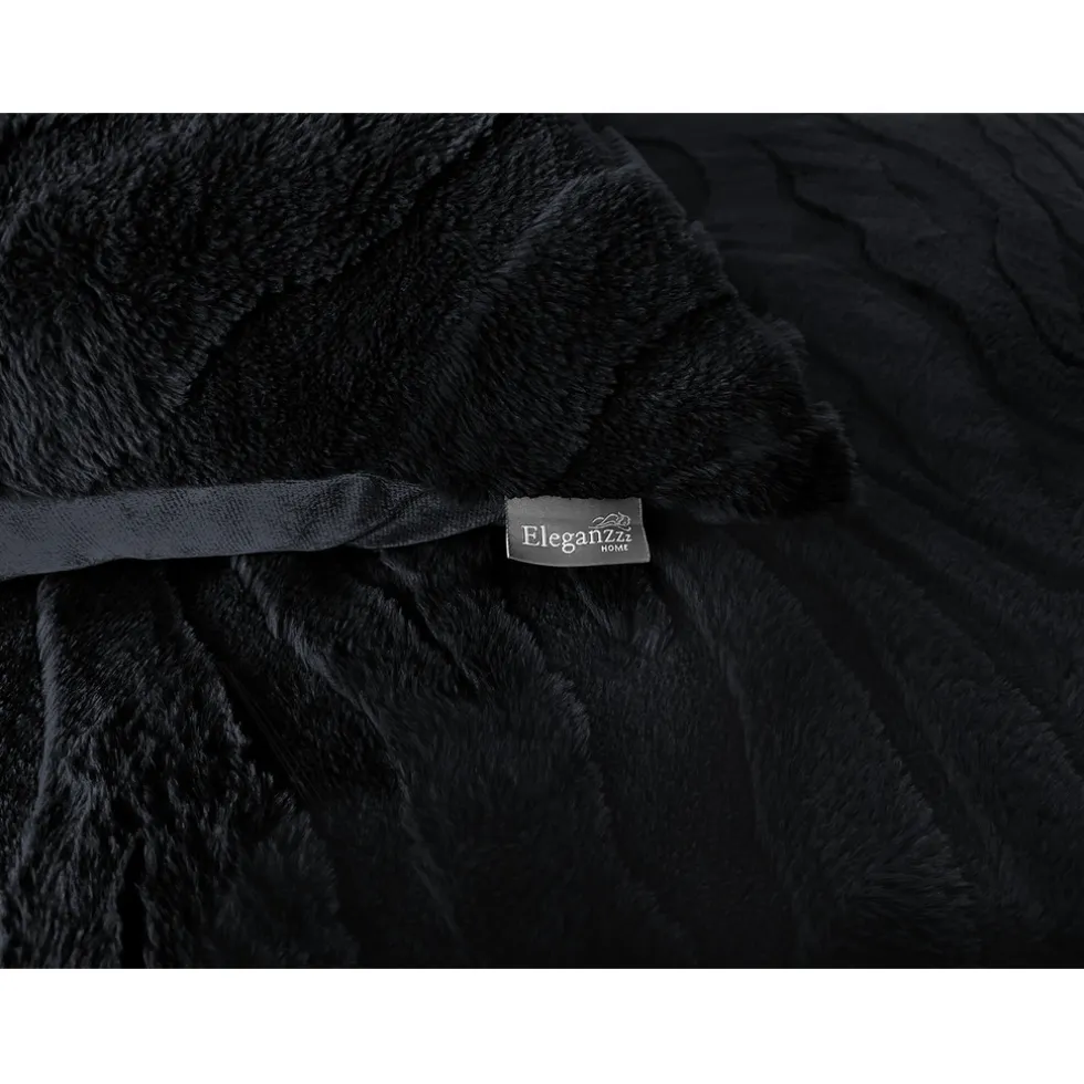 Eleganzzz Dekbedovertrek Jacquard Rabbit Fur - black 140x200/220cm