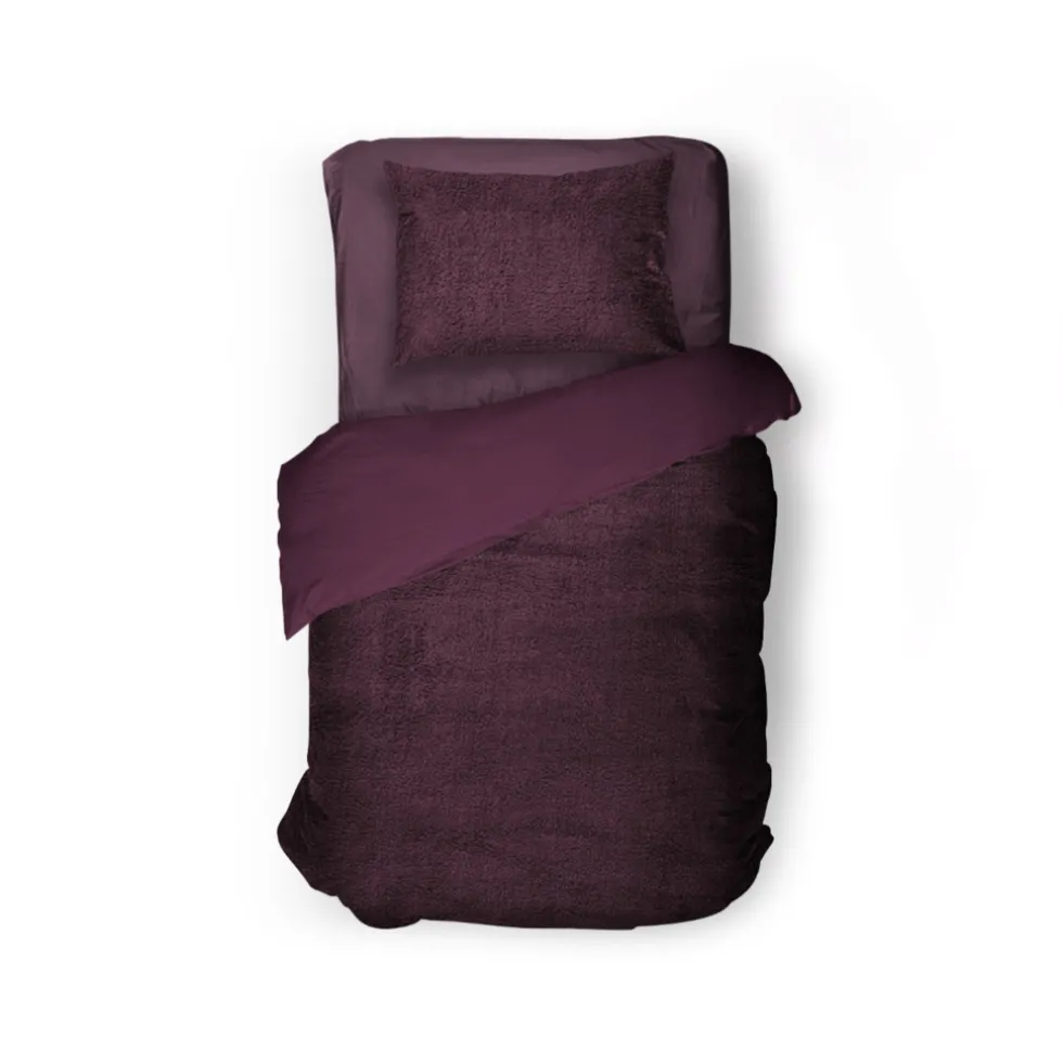 Eleganzzz Dekbedovertrek Teddy Pluche - bordeaux 140x200/220cm