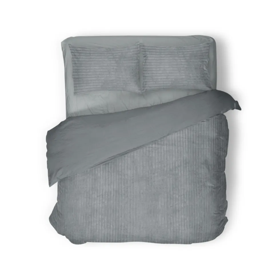 Eleganzzz Dekbedovertrek Teddy Rib Fleece - dark grey 200x200/220cm