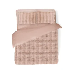 Eleganzzz Dekbedovertrek Bubble Pom Pom Rabbit Fur - pink 200x200/220cm