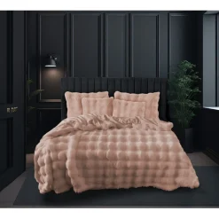 Eleganzzz Dekbedovertrek Bubble Pom Pom Rabbit Fur - pink 200x200/220cm