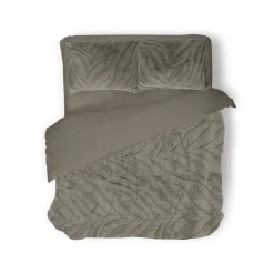 Eleganzzz Dekbedovertrek Jacquard Rabbit Fur - taupe grey 200x200/220cm