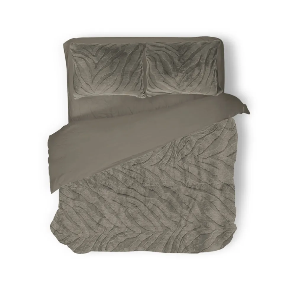 Eleganzzz Dekbedovertrek Jacquard Rabbit Fur - taupe grey 200x200/220cm