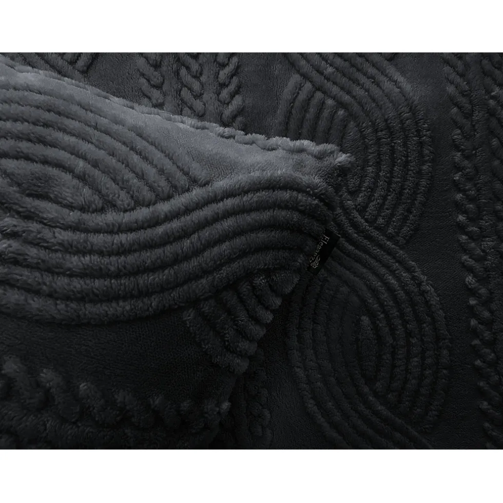 Eleganzzz Dekbedovertrek Jacquard Teddy Pluche - dark grey 200x200/220cm