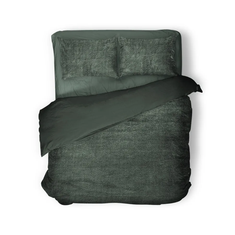 Eleganzzz Dekbedovertrek Teddy Pluche - bottle green 240x200/220cm