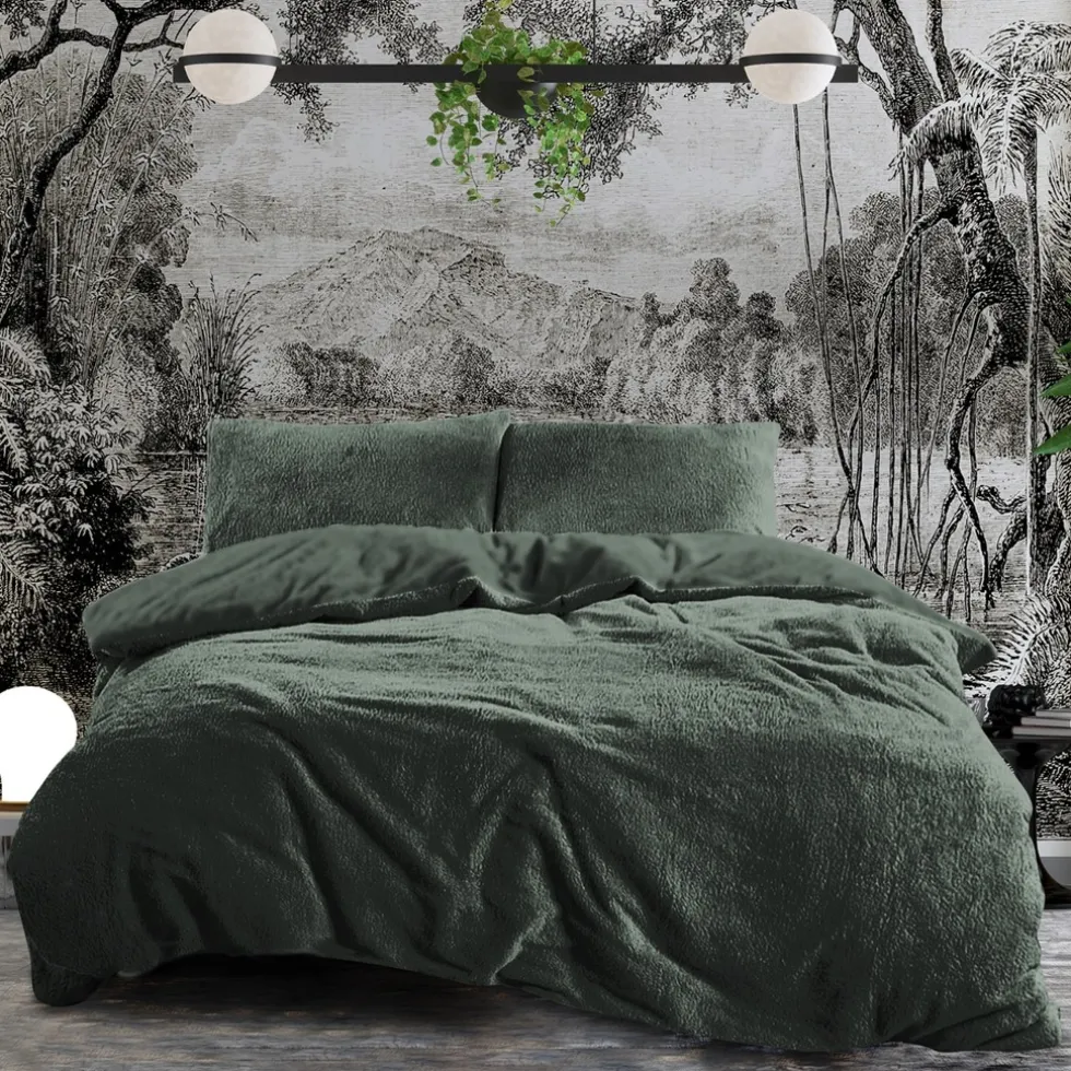 Eleganzzz Dekbedovertrek Teddy Pluche - bottle green 240x200/220cm