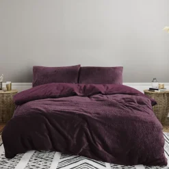 Eleganzzz Dekbedovertrek Teddy Pluche - bordeaux 240x200/220cm