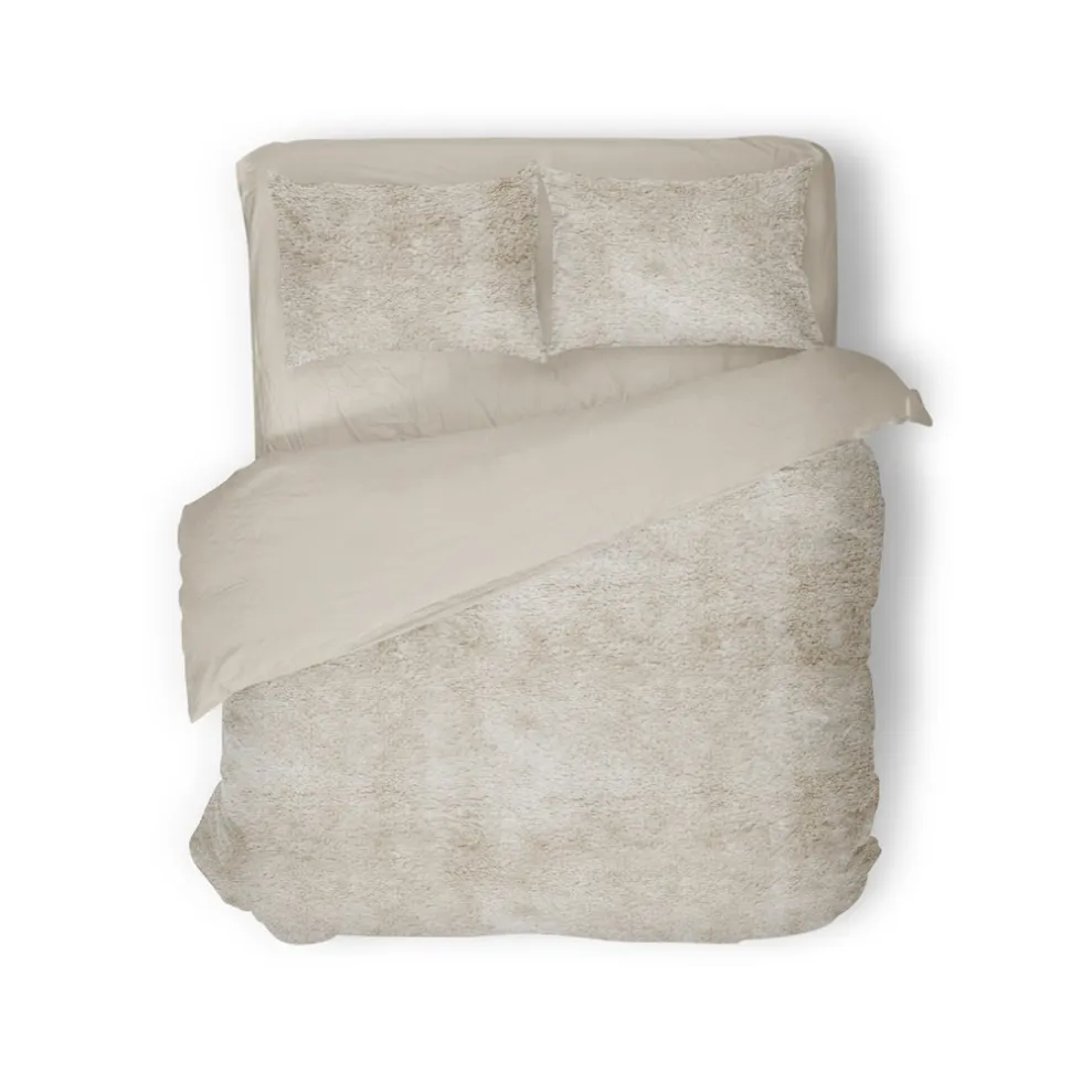 Eleganzzz Dekbedovertrek Flanel Fleece - beige 200x200/220cm