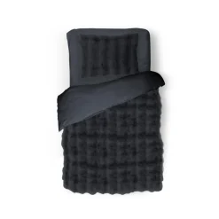 Eleganzzz Dekbedovertrek Bubble Pom Pom Rabbit Fur - dark grey 140x200/220cm