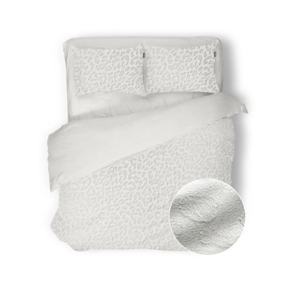Eleganzzz Dekbedovertrek Micro Mink Leopard - off white 200x200/220cm