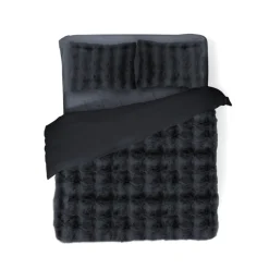 Eleganzzz Dekbedovertrek Bubble Pom Pom Rabbit Fur - dark grey 240x200/220cm