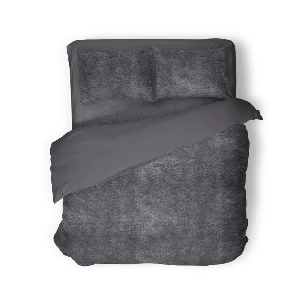 Eleganzzz Dekbedovertrek Flanel Fleece - dark grey 240x200/220cm