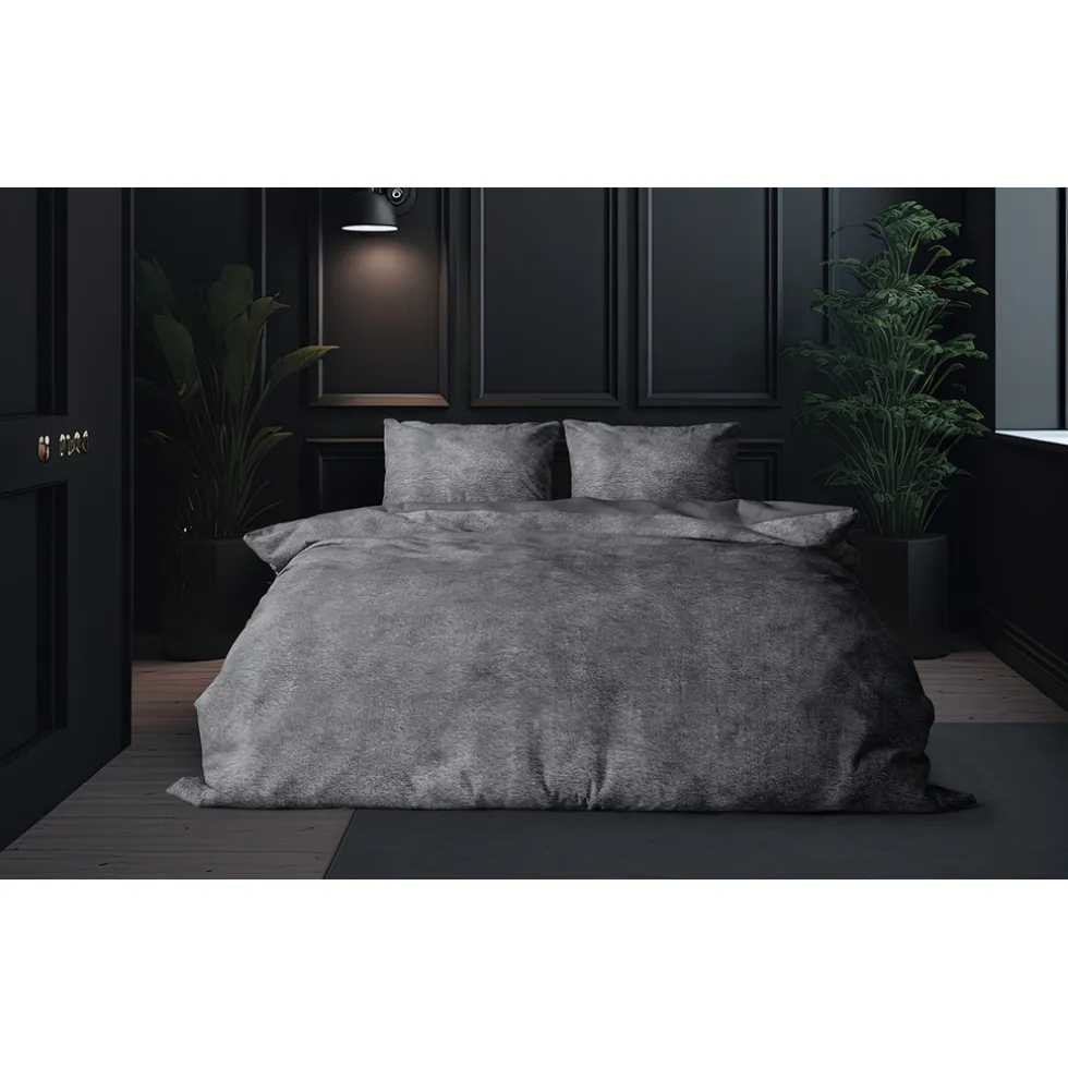 Eleganzzz Dekbedovertrek Flanel Fleece - dark grey 240x200/220cm