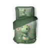 Eleganzzz Kinder Dekbedovertrek Micropercal Sleeposaurus - green 140x220/240cm