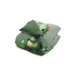 Eleganzzz Kinder Dekbedovertrek Micropercal Sleeposaurus - green 140x220/240cm