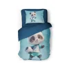 Eleganzzz Kinder Dekbedovertrek Micropercal Panda Power - blue 140x220/240cm