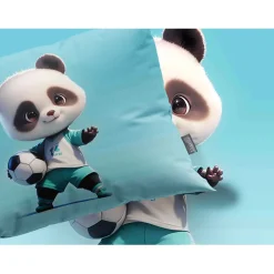 Eleganzzz Kinder Dekbedovertrek Micropercal Panda Power - blue 140x220/240cm