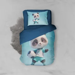 Eleganzzz Kinder Dekbedovertrek Micropercal Panda Power - blue 140x220/240cm