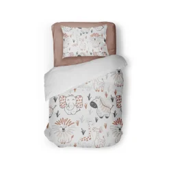 Eleganzzz Kinder Dekbedovertrek Micropercal Animal Crackers - white 140x220/240cm