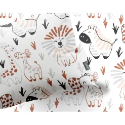 Eleganzzz Kinder Dekbedovertrek Micropercal Animal Crackers - white 140x220/240cm