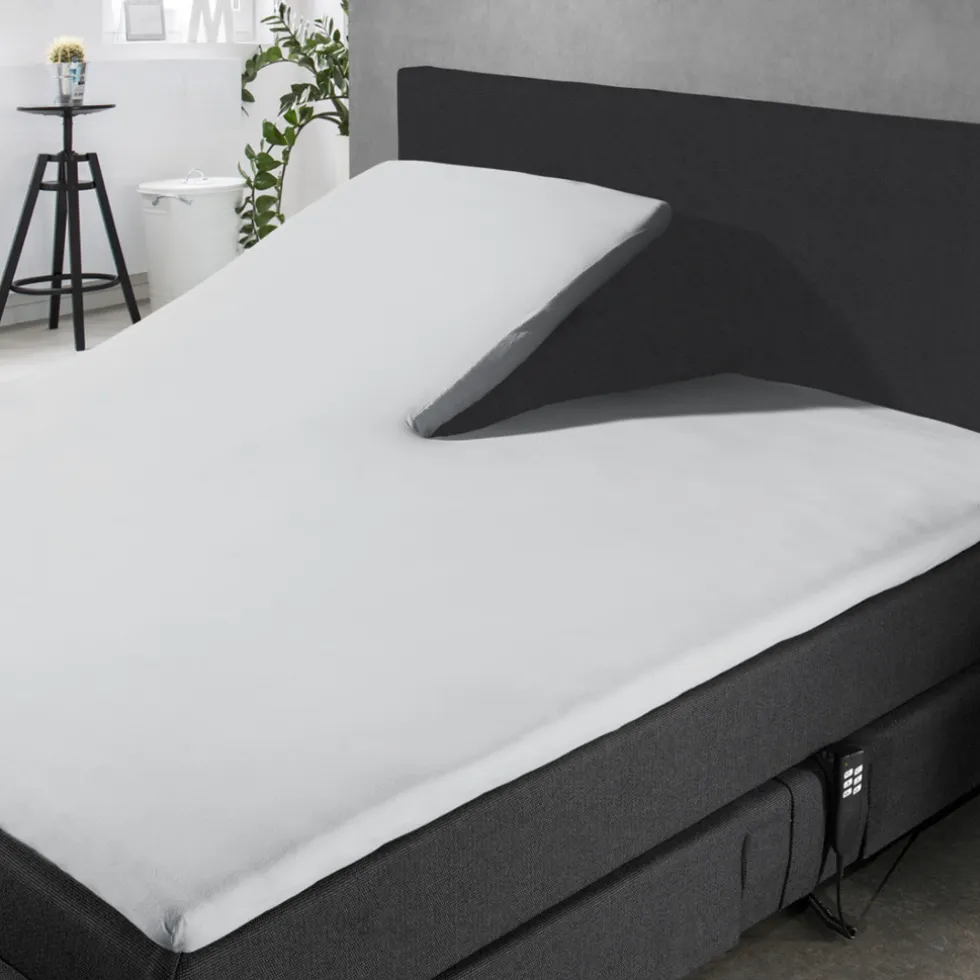 Eleganzzz Splittopper Hoeslaken Perkal Katoen - licht grijs 180x200cm