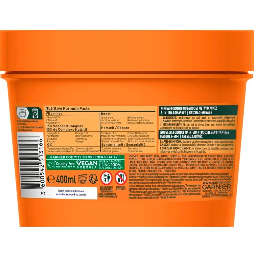 Garnier Fructis Color Repairing Papaya Hair Food 3-in-1 Haarmasker