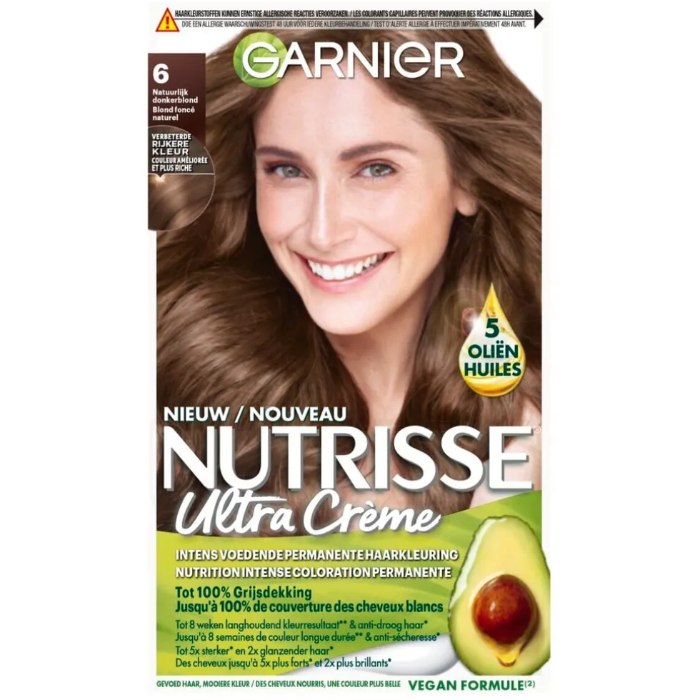 Garnier Nutrisse Ultra Crème 6 Natuurlijk Donkerblond Permanente Haarkleuring