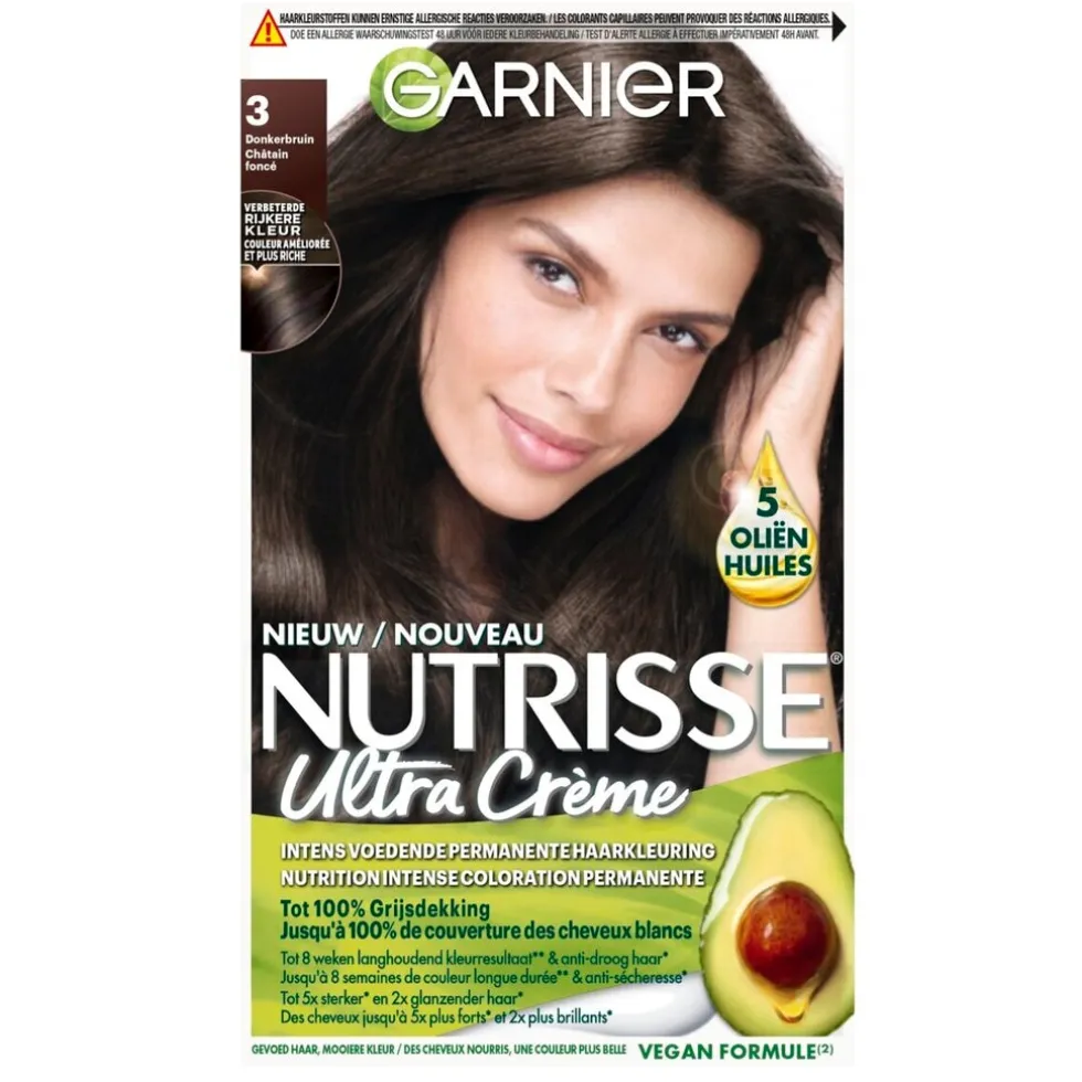 Garnier Nutrisse Ultra Crème 3 Donkerbruin Permanente Haarkleuring