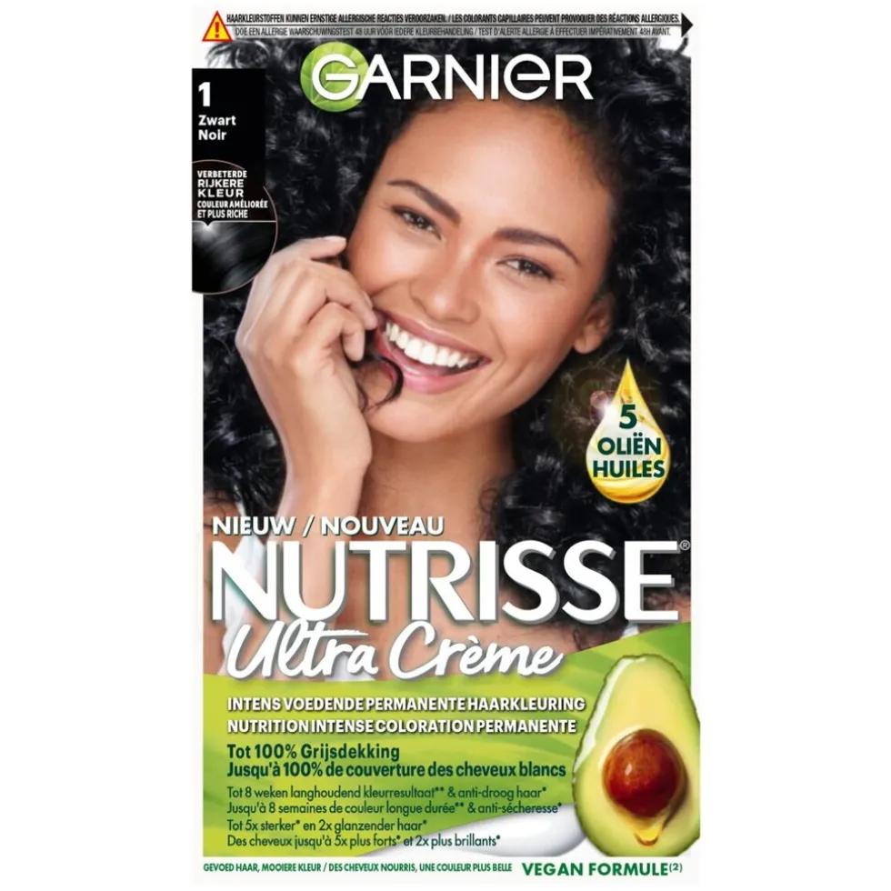 Garnier NutrisseUltra Crème 1 Zwart Permanente Haarkleuring