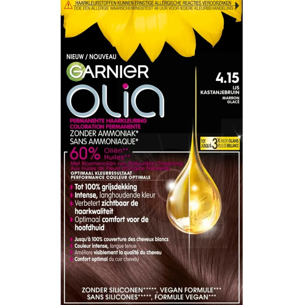Garnier Olia 4.15 IJs Kastanje Middenbruin Permanente Haarkleuring