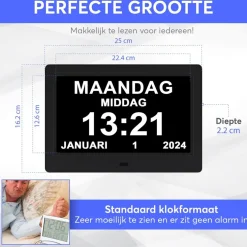 GEASY Dementieklok met 24 Alarmfuncties