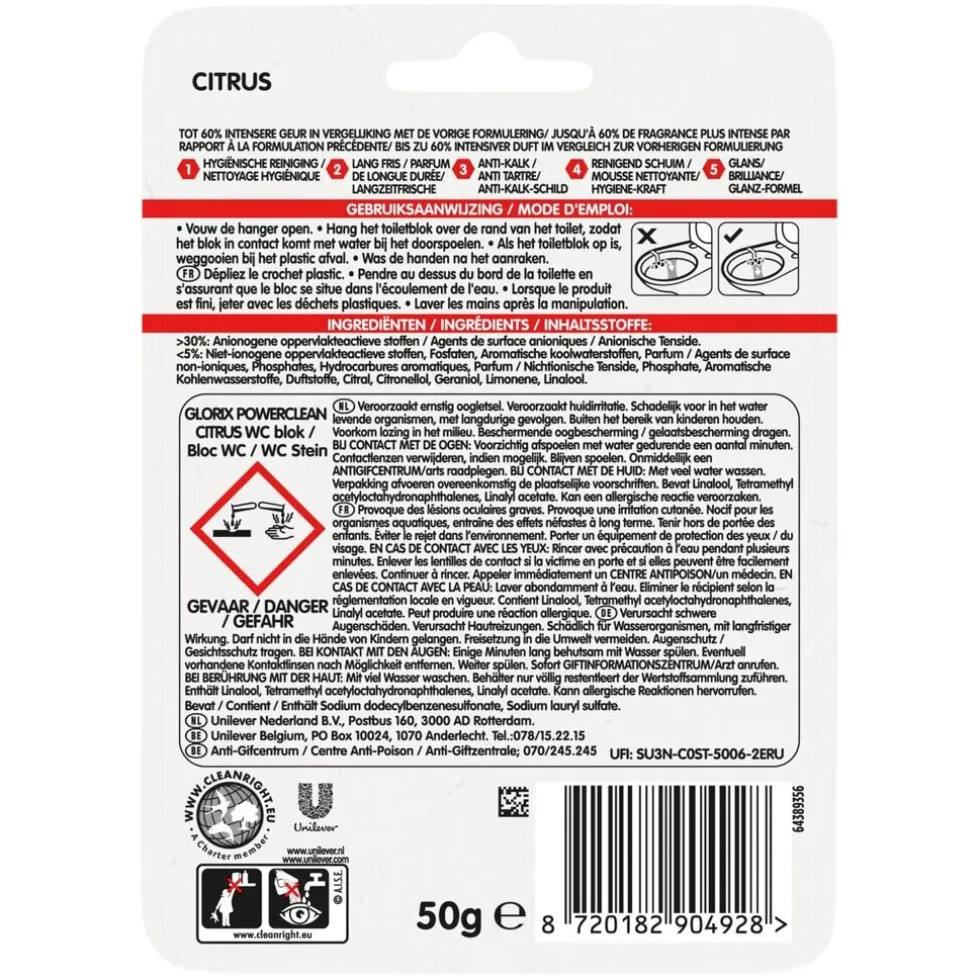 Glorix PowerClean Citrus Toiletblok