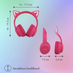 imoshion Draadloze Bluetooth Kinder Koptelefoon met Verlichte Kattenoortjes