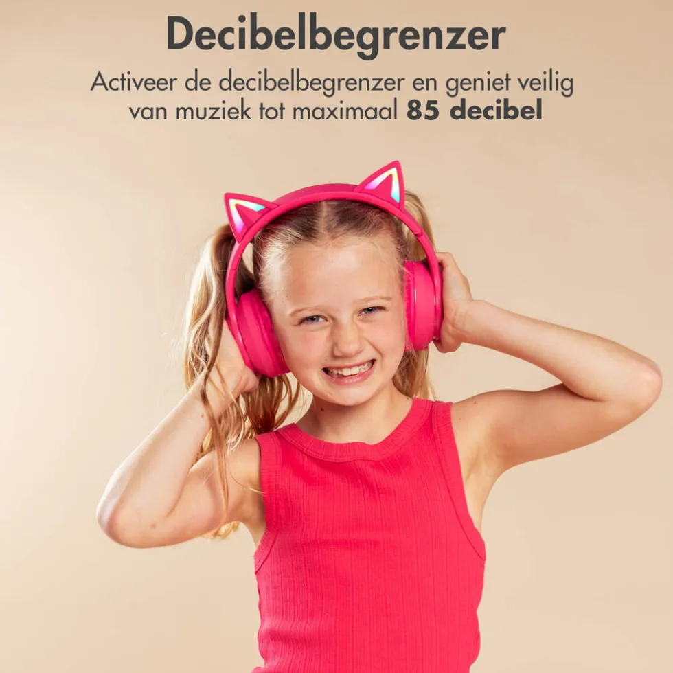 imoshion Draadloze Bluetooth Kinder Koptelefoon met Verlichte Kattenoortjes
