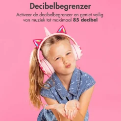 imoshion Draadloze Bluetooth Kinder Koptelefoon met Verlichte Unicorn Oortjes