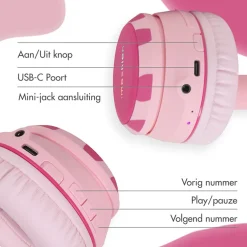 imoshion Draadloze Bluetooth Kinder Koptelefoon met Verlichte Unicorn Oortjes