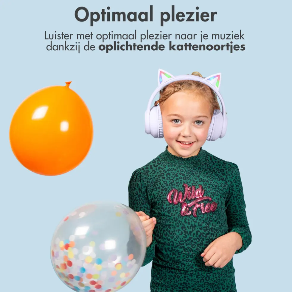 imoshion Draadloze Bluetooth Kinder Koptelefoon met Verlichte Kattenoortjes