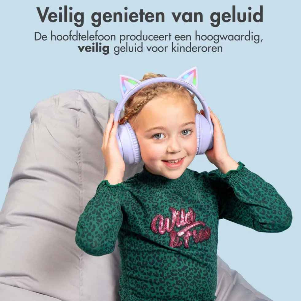 imoshion Draadloze Bluetooth Kinder Koptelefoon met Verlichte Kattenoortjes