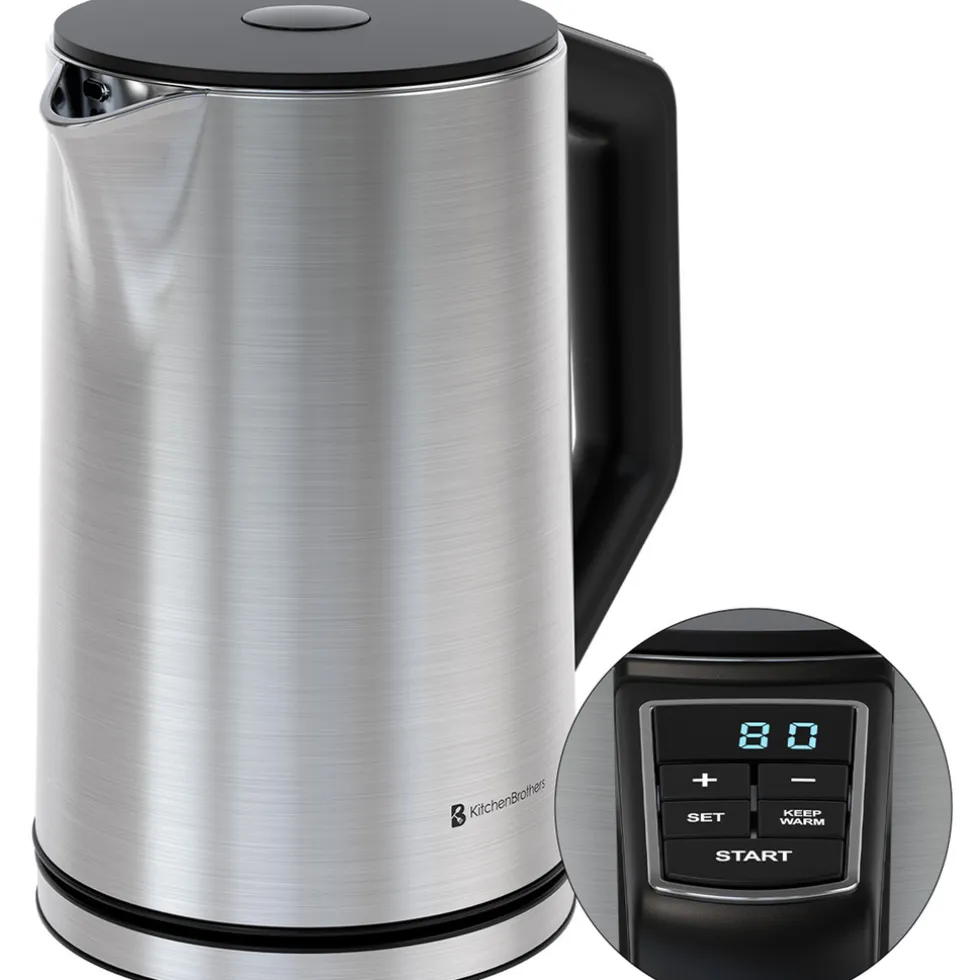 KitchenBrothers Dubbelwandige Waterkoker met Temperatuurregeling