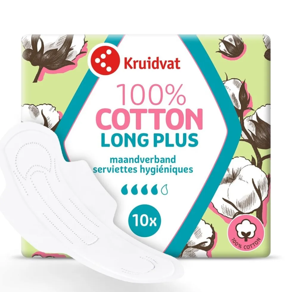 Kruidvat 100% Cotton Long Plus Ultra Maandverband